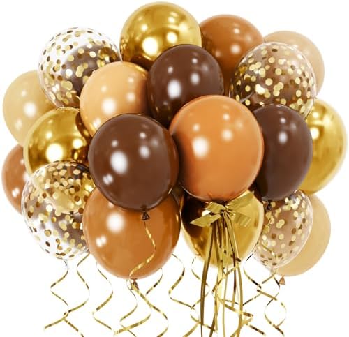 Brown and Gold Balloons Set for Birthday Decorations