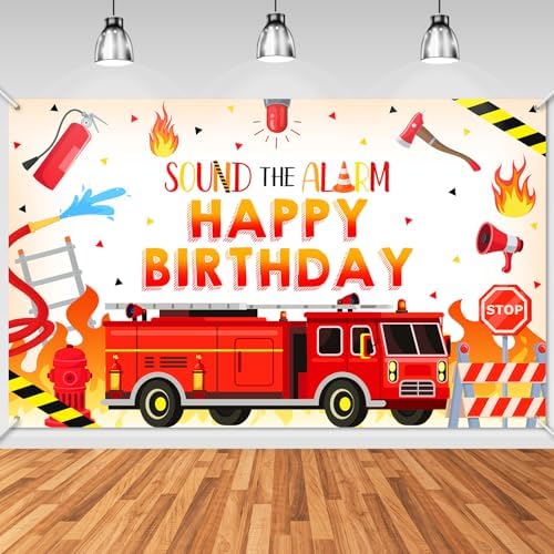 Avezano Firetruck Birthday Banner 6x36ft