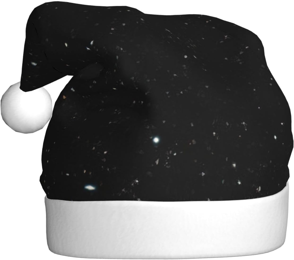 QINZHENG Personalized Santa Hat with Black Glitter Print for Women and Adults