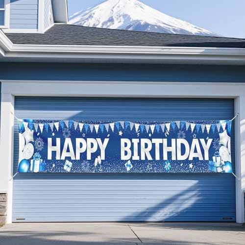 Blue Happy Birthday Banner for Boys and Girls