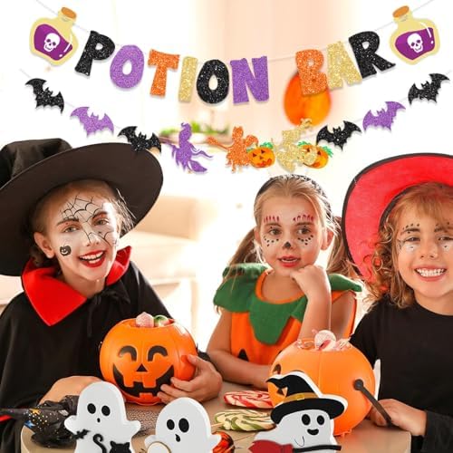 Glitter Potion Bar Halloween Decor Banner with Signs