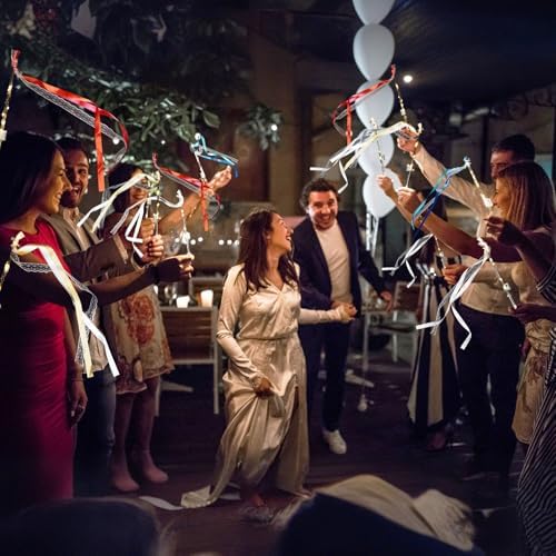36PCS LED Light Up Wands with Bells and Ribbons for Parties