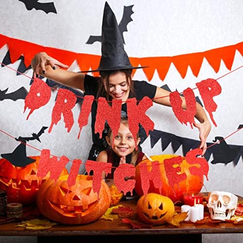 Red Glitter Witches Halloween Party Banner