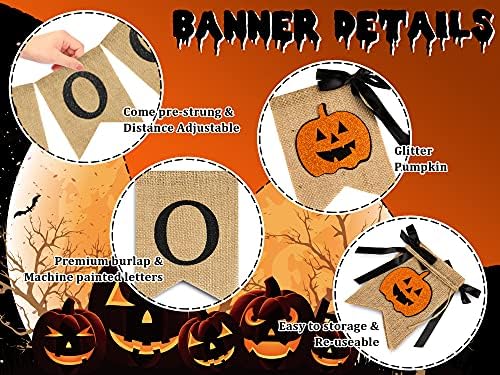 Whaline Halloween Bunting Banner with Glitter Pumpkin and Boo Design