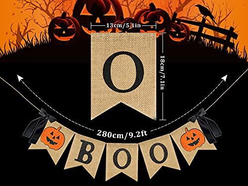 Whaline Halloween Bunting Banner with Glitter Pumpkin and Boo Design