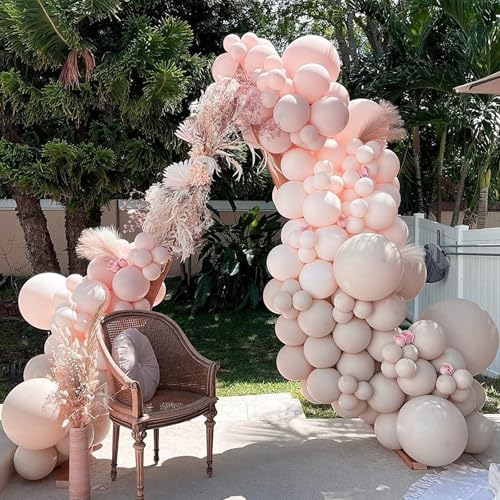 PartyWoo White Sand Balloons 142pcs Different Sizes Pack