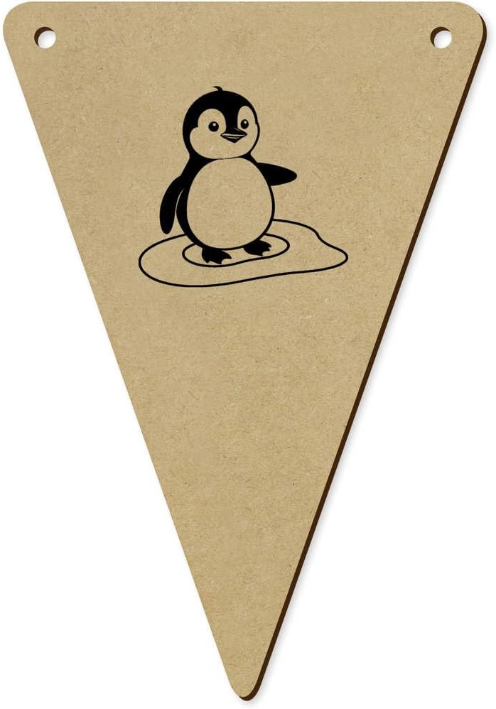 5 Penguin On The Ice Wooden Bunting Flags