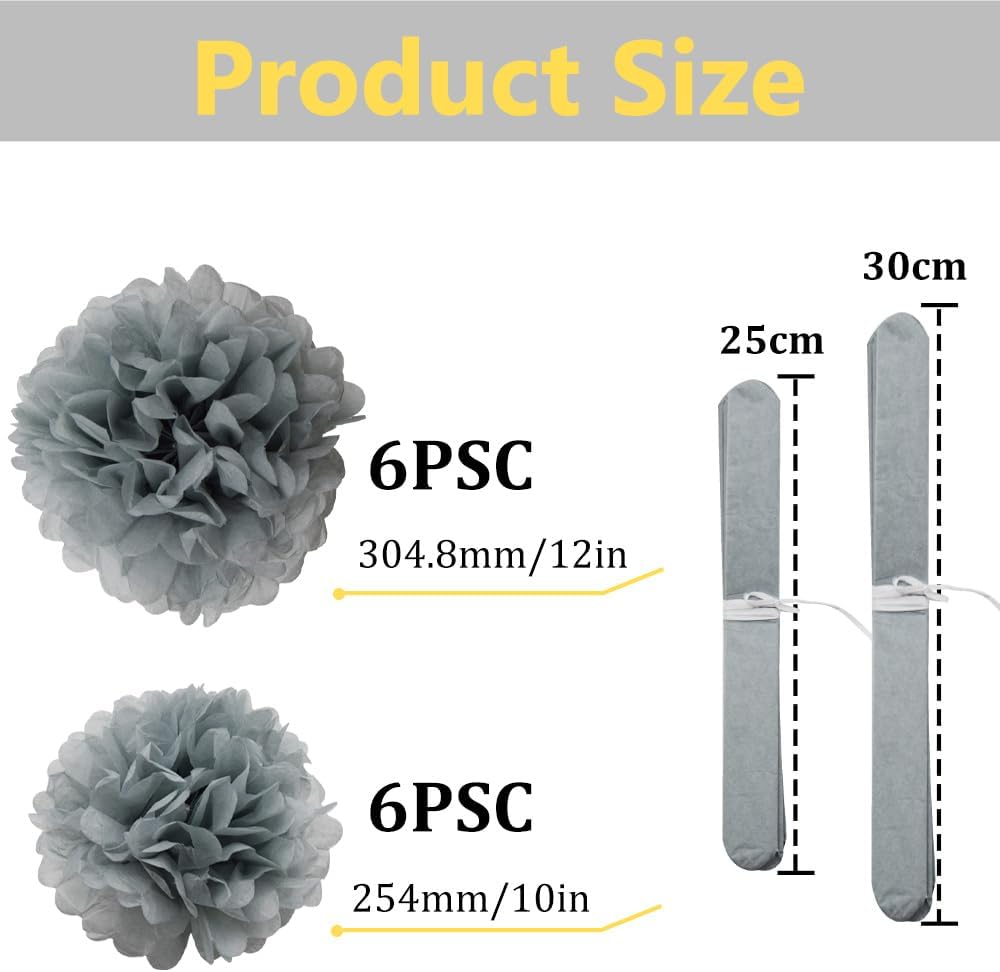 Ruidee 12 Pieces Tissue Paper Pompoms - 10in 12in Hanging Decorations