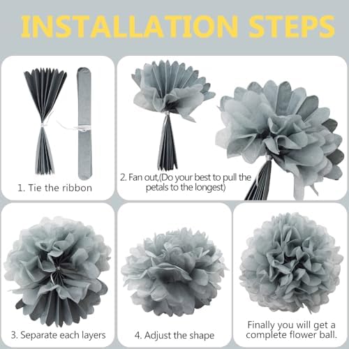 Ruidee 12 Pieces Tissue Paper Pompoms - 10in 12in Hanging Decorations