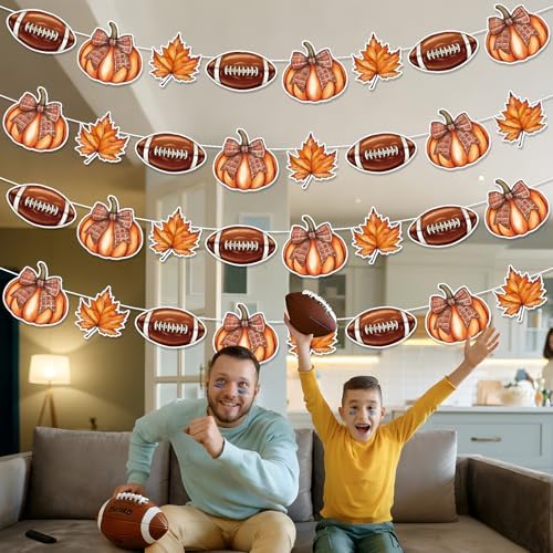 Fall Football Party Decorations 4PCS Pre-Strung Banners