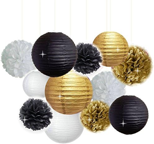 Fascola New Year Party Decor Kit Tissue Paper Pom Poms