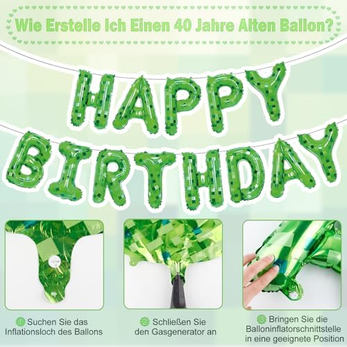 Green Happy Birthday Miner Theme Balloon Banner 16 Inches