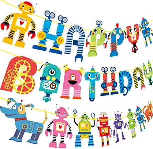 Robot Happy Birthday Banner Set - Fun Party Decor