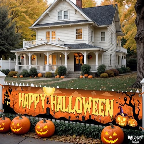 Katchon Happy Halloween Banners 120x20 Inch Outdoor