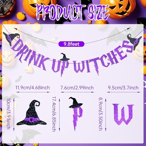 Purple Glitter Drink Up Witches Halloween Banner