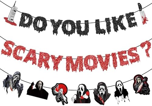 Scream Party Decorations with Glitter Banner and Garland