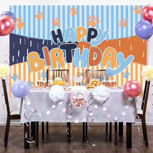MIKLIfez Cartoon Blue Dog Birthday Banner 5x3ft