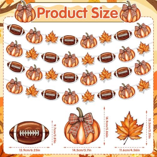 Fall Football Party Decorations 4PCS Pre-Strung Banners