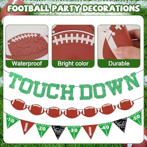 Qyeahkj 4Pcs Football Party Banners - Ready to Hang