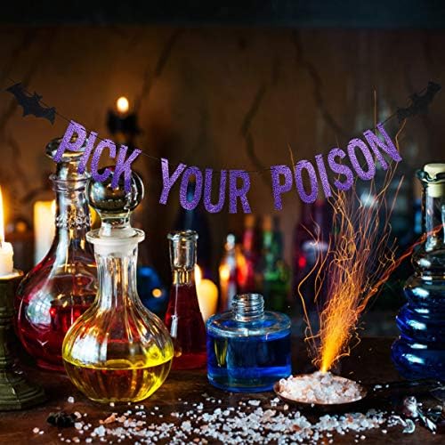 Purple Glitter Pick Your Poison Halloween Banner