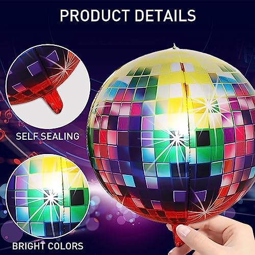 Kaluofan 9PCS Disco Balloons 22 Inches 4D Colorful