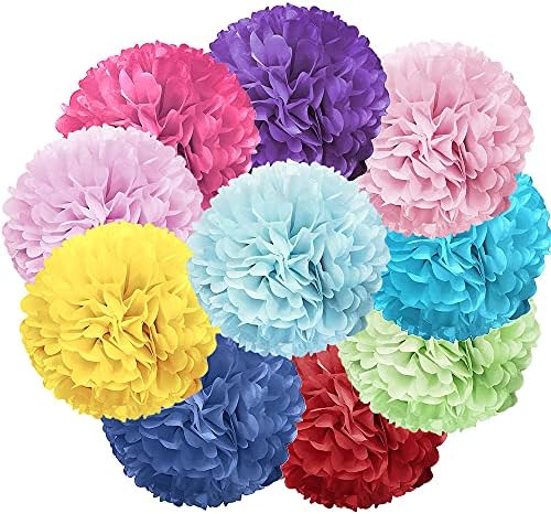 WIRESTER 10 Pcs Black 15 Inch Tissue Paper Flower Pom Poms