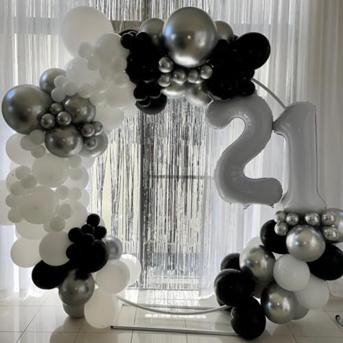 Black and Silver Balloons 60pcs 12 Inch Party Decorations