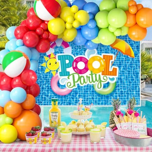 129Pcs Pool Party Decorations Birthday Supplies