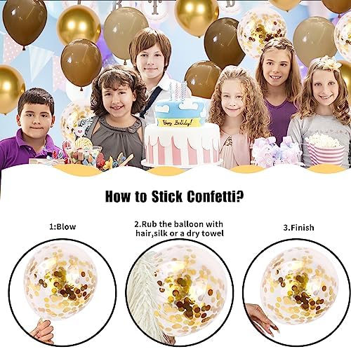 Brown and Gold Balloons Set for Birthday Decorations