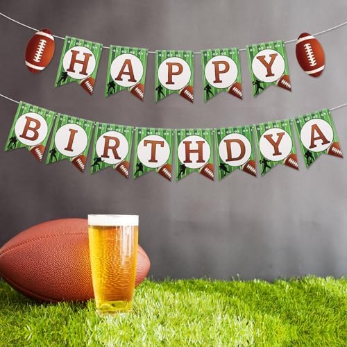 Football and Rugby Happy Birthday Banner for Party Decorations