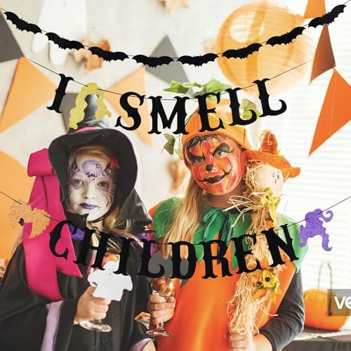 Black Glitter I Smell Children Halloween Banner