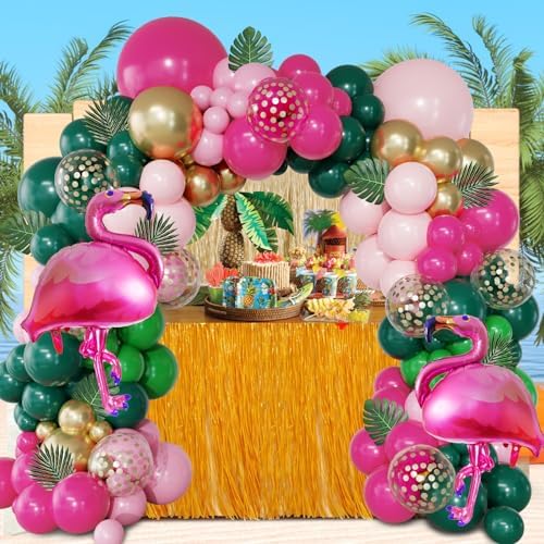 156Pcs Tropical Flamingo Balloon Garland Kit
