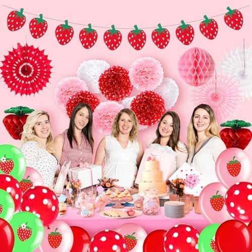 Outus Strawberry Party Decorations Hanging Set