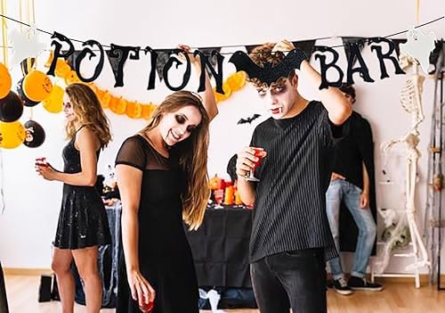 Black Glitter Potion Bar Halloween Banner