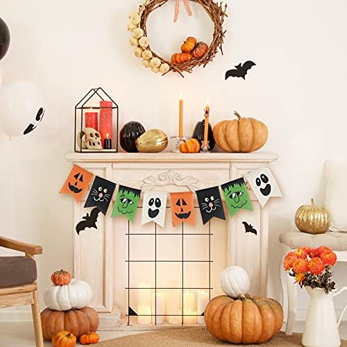 Whaline Halloween Burlap Bunting Banner Decorations