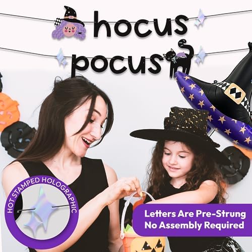Hocus Pocus Halloween Banner and Witch Hat Balloon