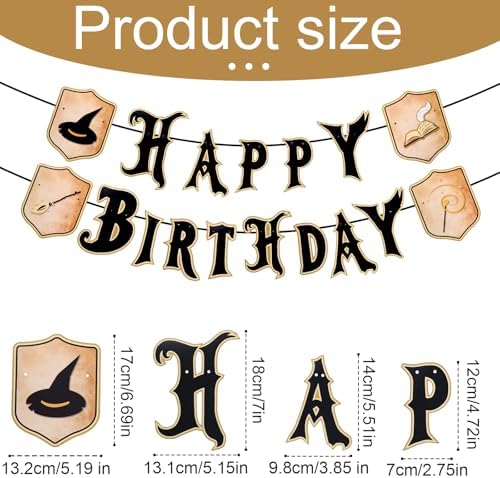 Wizard Themed Happy Birthday Banner Set