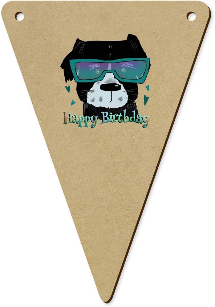 Happy Birthday Dog Wooden Bunting Flags Set of 5