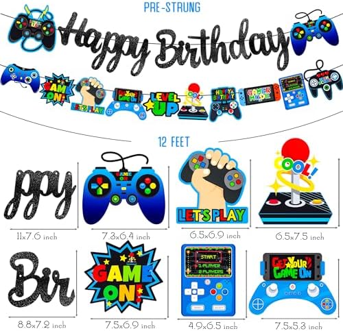 Game Birthday Party Banner 2Pcs Video Game Decorations