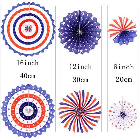 Independence Day Paper Fans Decorations 12pc
