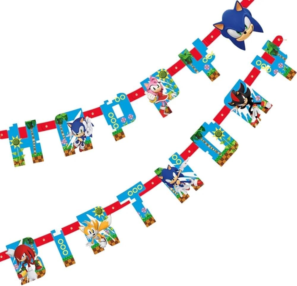 Sonic the Hedgehog Happy Birthday Multicolor Jointed Banner