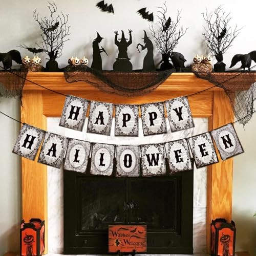 Gothic Halloween Banner with Happy Halloween Text