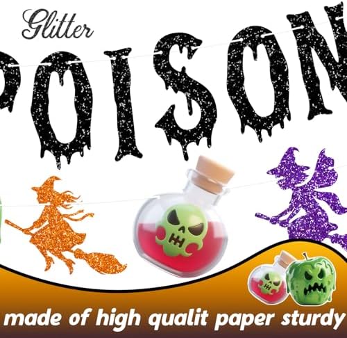 Halloween Pick Your Poison Glitter Banners for Party Decorations