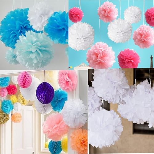 12pcs Grey Paper Pom Poms Tissue Flower Decorations