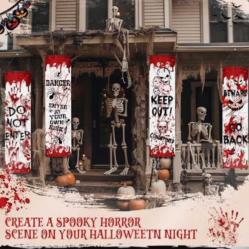 4 Pcs Halloween Bloody Banners for Party Decorations