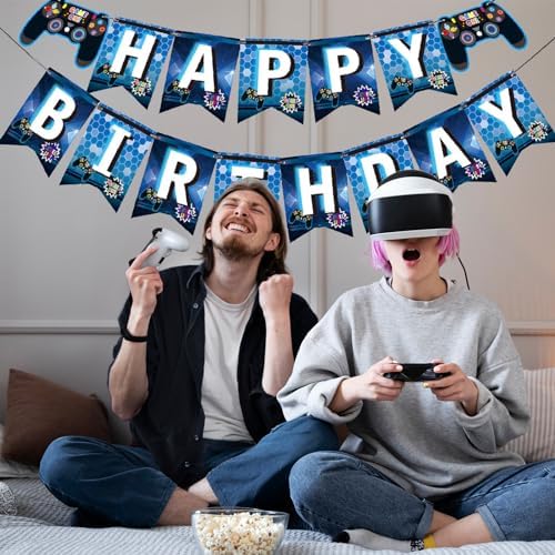 MEETINGU Game Birthday Banner for Video Game Party Decorations