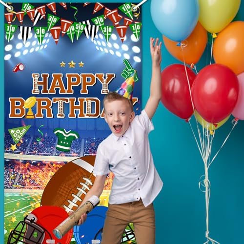 Avezano Football Birthday Banner Blue Decorations