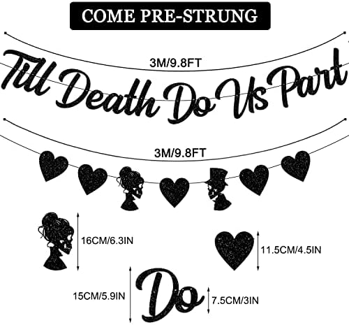 Black Glittery Till Death Do Us Part Halloween Wedding Banner
