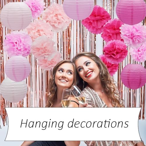 Hocansen 18PCS Paper Lanterns Pom Poms Decor Set