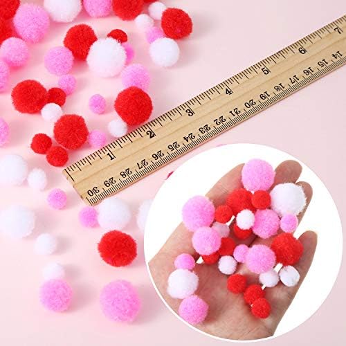 Sumind 300 Pcs Valentine Pom Poms Craft Kit